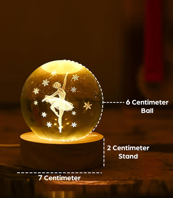 چراغ خواب مدل گوی کریستال طرح دختر بالرین ۲