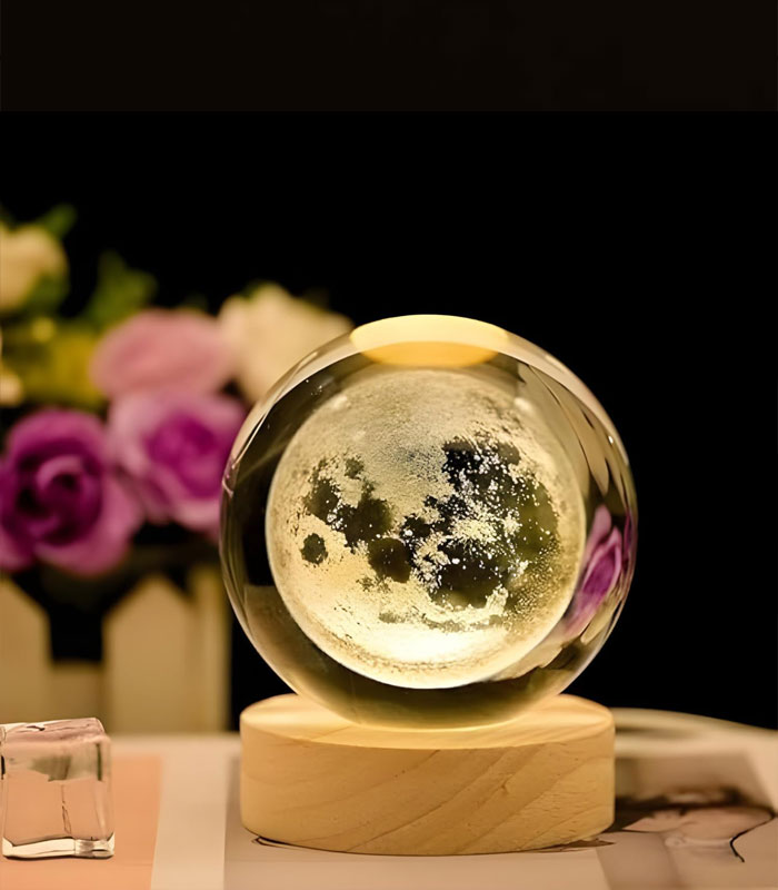 چراغ خواب مدل گوی کریستال طرح کره ماه ۱