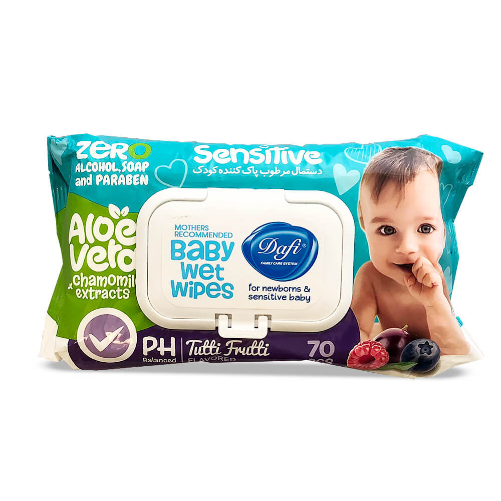 حساس-دافی دستمال مرطوب پاک کننده کودک دافی مدل حساس بسته 70 عددی - Image 1